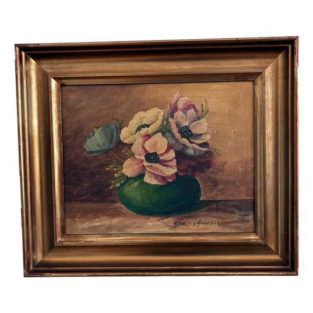 Still Life with Flowers, Oil Painting, Framed For Sale