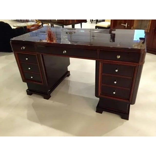 Wood French Art Deco Two-Tone Desk For Sale - Image 7 of 10