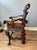 Antique Renaissance Revival Carved Walnut Throne Chair, Cowhide Seat For Sale - Image 9 of 17