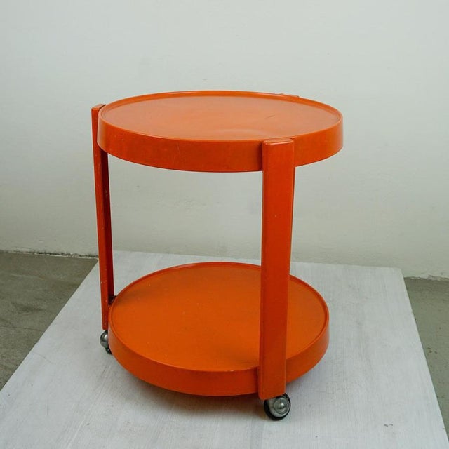 1970s Space Age Italian Orange Plastic Trolley, 1970s For Sale - Image 5 of 11