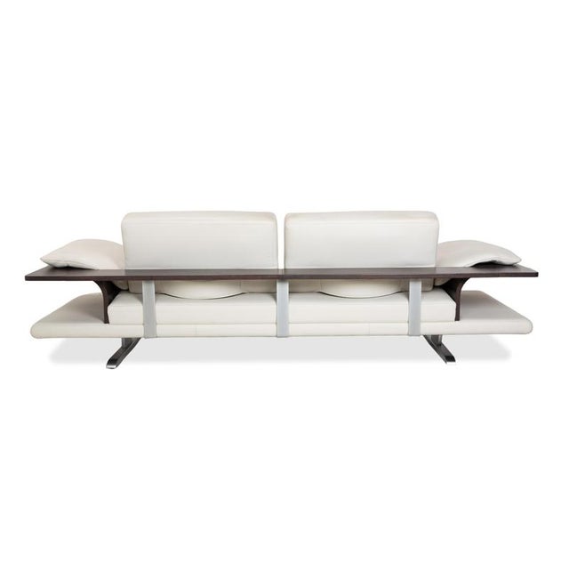 Leather and Wood Three-Seater Sofa in Cream White from Himolla, Set of 2 For Sale - Image 15 of 17