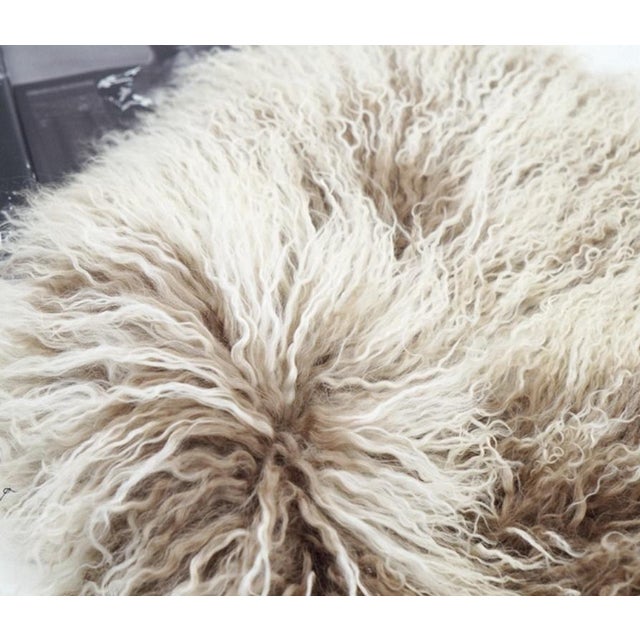 French Wool Waist Pillow Natural Brown Beige Feather Velvet Cushion 11 "X 19" Inches For Sale - Image 3 of 6