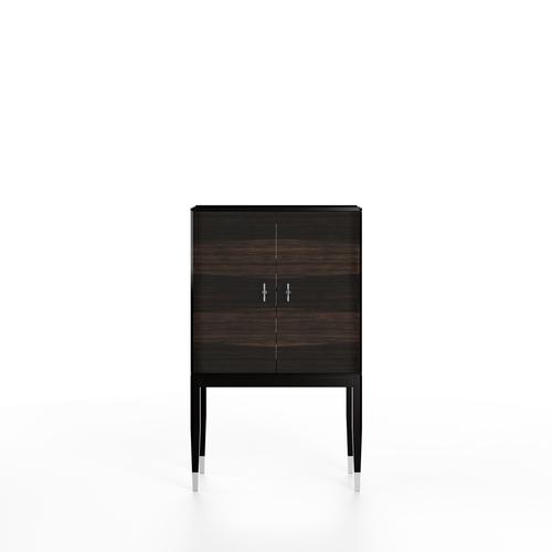 Not Yet Made - Made To Order Walnut and Black Mat Lacquered Legs Gbar Bar Cabinet by Ultramobili For Sale - Image 5 of 9