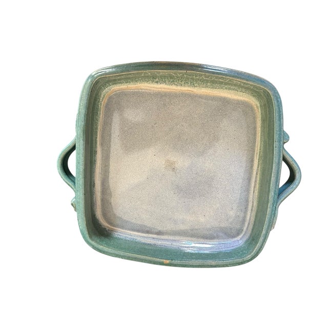 1970s 1970s Handmade Pottery Sculpture—a Square Bowl Design With Handles, Signed by Artist For Sale - Image 5 of 9