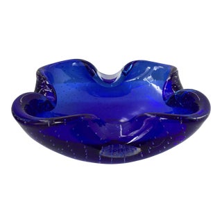 Murano Style Cobalt Blue Table Centerpiece Bowl For Sale