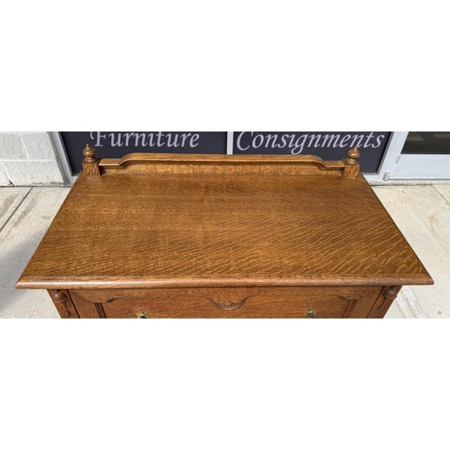 Brown Early 20th Century J.B. Van Sciver Co. Refinished Antique Oak Server & Turned Legs For Sale - Image 8 of 12