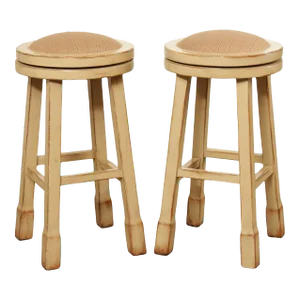 Vintage Distress Painted Pair Swivel Counter Stools