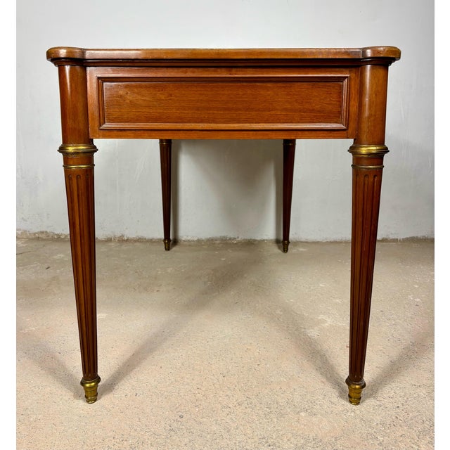 Elegant Early 20th Century Writing Desk With Brass Details and Three Drawers For Sale - Image 11 of 14