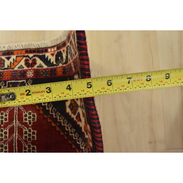 Shiraz Rug 3’4” X 5’7” Red Wool Vintage Tribal Hand-Knotted Oriental Carpet For Sale - Image 11 of 13
