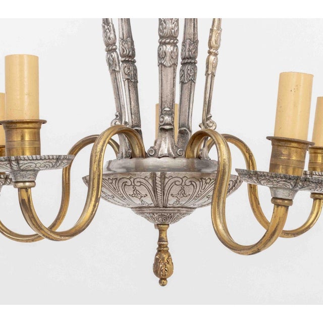 Dutch Baroque Style Pewter and Brass Chandelier For Sale In New York - Image 6 of 9