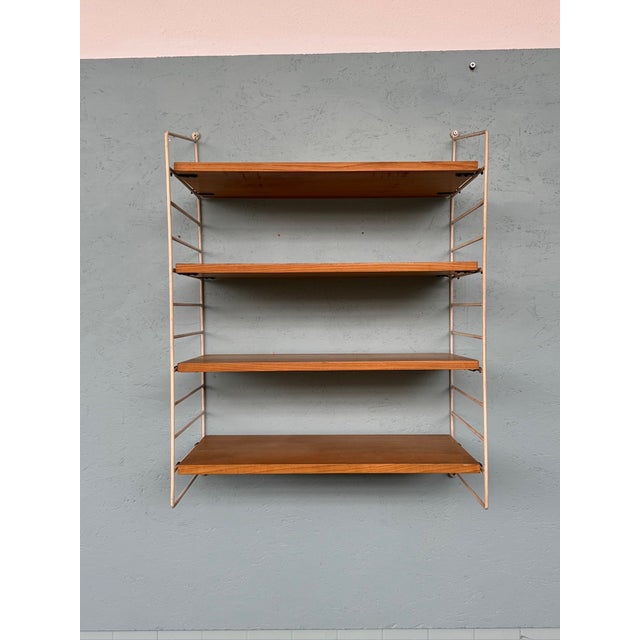 Vintage Scandinavian Wall Bookcase with Oak Shelves, 1960s For Sale - Image 12 of 12