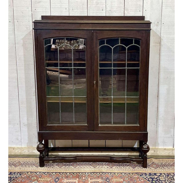 English Oak Display Cabinet, 1930s For Sale - Image 11 of 14