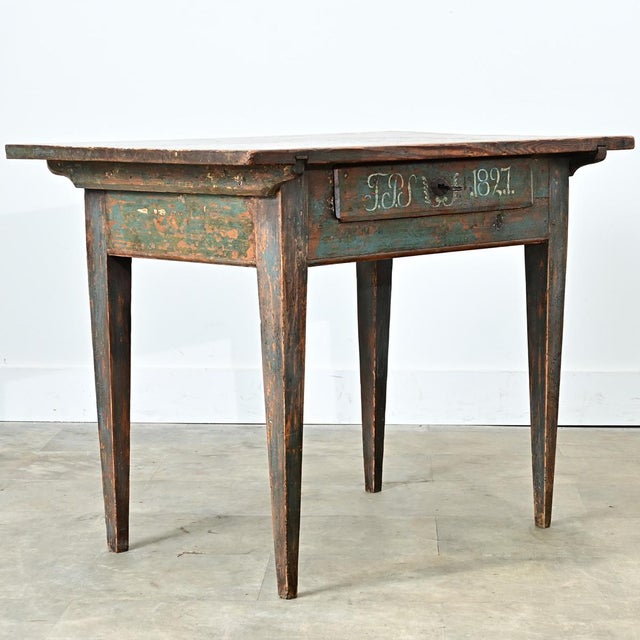 Early 19th Century Swedish Painted Pine Desk Circa 1827 For Sale - Image 5 of 12