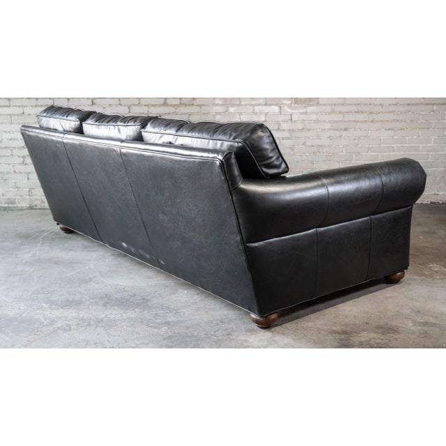 Restoration Hardware Lancaster Ebony Leather Luxe Sofa For Sale - Image 12 of 16