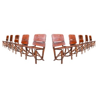 Pine Dining Chairs, France, 1960s, Set of 10 For Sale