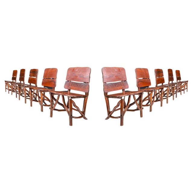 Pine Dining Chairs, France, 1960s, Set of 10 For Sale