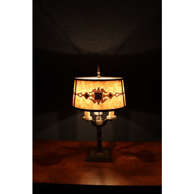 Early 20th Century Art Deco Three-Light Table Lamp With Mica Shade For Sale - Image 9 of 17