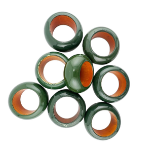 Set of 8 Vintage Green & Orange Lacquer Napkin Rings, Gucci or Hermès Style