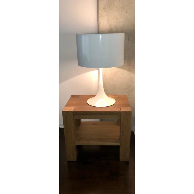 2010s European White Solid Oak Side Table For Sale - Image 5 of 12