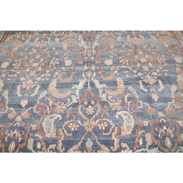 Blue Persian Antique Bibikabad Room 19th Century Rug - 9'2" x 11'10" For Sale In New York - Image 6 of 10