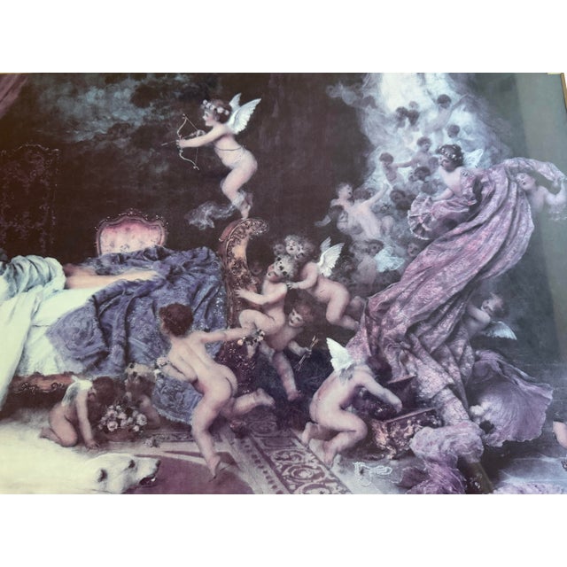 This is a beautiful clean, well-matted print of Francesco Vinea’s lovely 1896 painting entitled “Un Rêve d’Amour” or A...