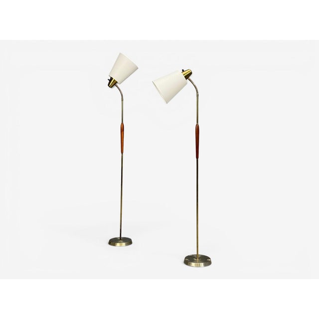 Swedish Modern, Standing Lamps, Teak, Brass, Sweden, 1940s For Sale In New York - Image 6 of 13