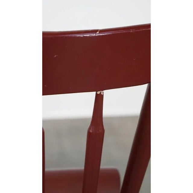 Vintage Dutch Farmers Side Chair in Burgundy Wood For Sale - Image 11 of 12