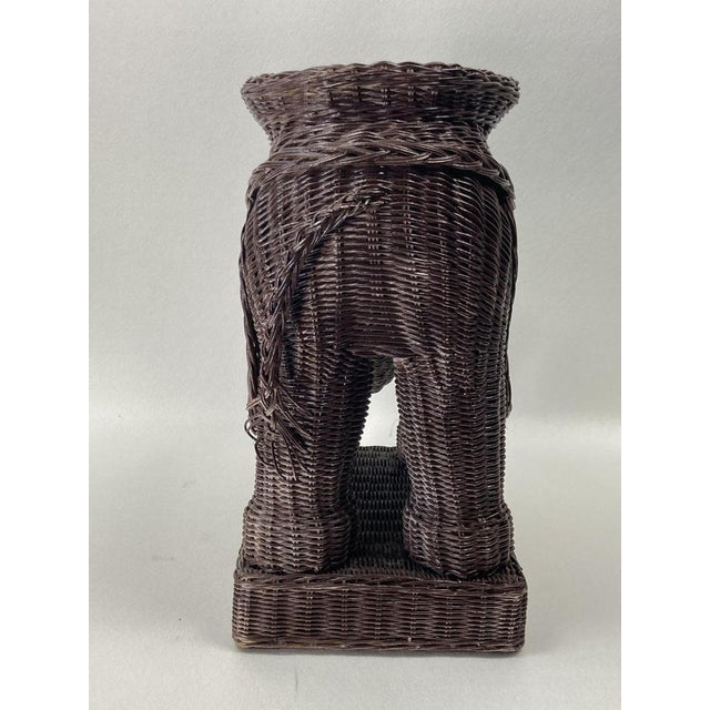Wood Rattan and Bamboo Elephant Side Table, France, 1970s For Sale - Image 7 of 18