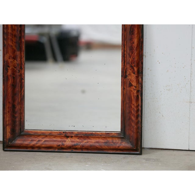 French 1900s Louis-Philippe Inspired Mirror with Faux Tortoise Painted Frame For Sale In Atlanta - Image 6 of 8