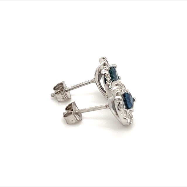 Natural Sapphire Diamond Stud Earrings 14k Gold 1.09 TCW Certified For Sale - Image 4 of 10