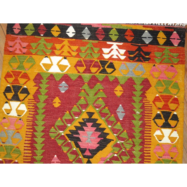 Mid 20th Century Bohemian Colorful Turkish Kilim Flat-Weave For Sale - Image 4 of 6