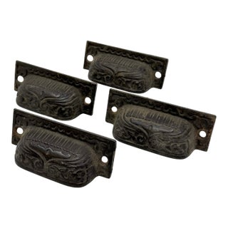 Antique Victorian Cast Iron Cup/Bin Pulls (Set of 4) For Sale