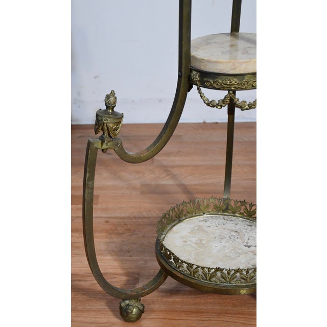 Bronze Antique Late 19th French XVI Marble Bronze Étagère / Pedestal Stand 4 Tiers For Sale - Image 8 of 18