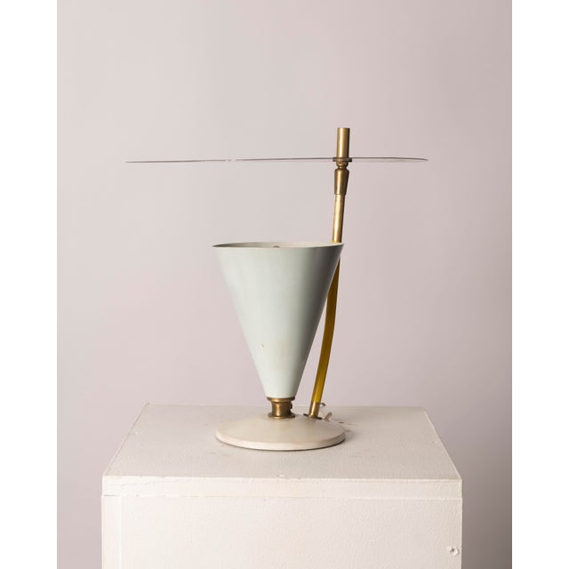 1950s Mid-Century Italian Table Lamp in Lacquered Metal and Brass, 1950s For Sale - Image 5 of 8