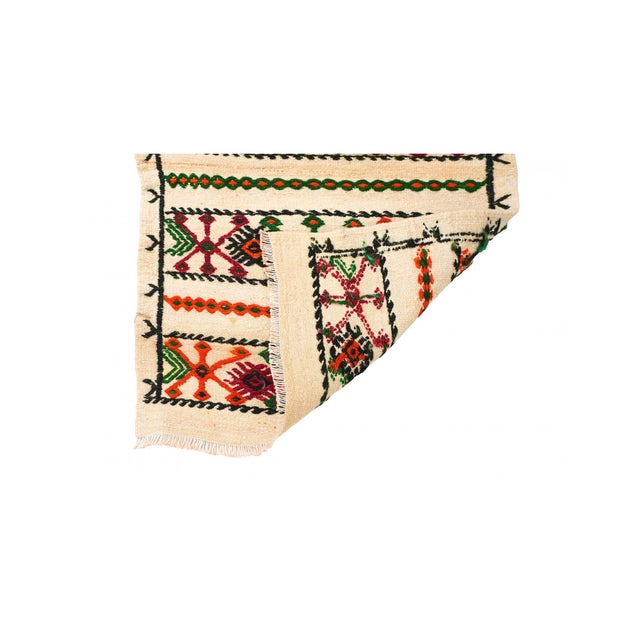 1960s Vintage Embroidered Small Kilim Rug - 1`10″ X 3`11″ Ft. For Sale - Image 5 of 6