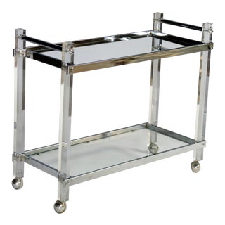 Mid-Century Modern Lucite and Chrome Bar Cart For Sale