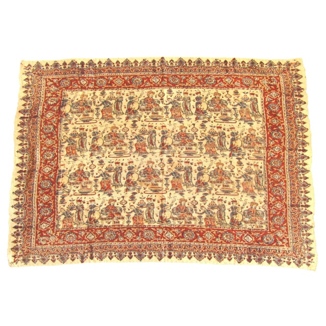 Vintage Qalamkari Persian Figural Textile For Sale - Image 4 of 4