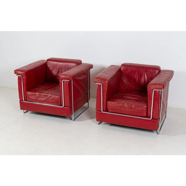 Set of Mid-Century Leather Armchairs For Sale - Image 3 of 18