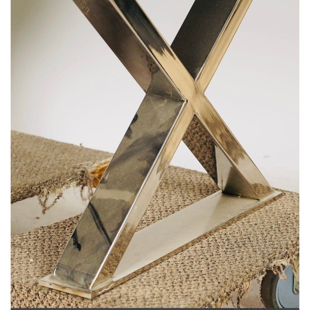 Ebony Late 20th Century Phyllis Morris Style Macassar Ebony & Polished Metal X-Base Side Table For Sale - Image 8 of 11