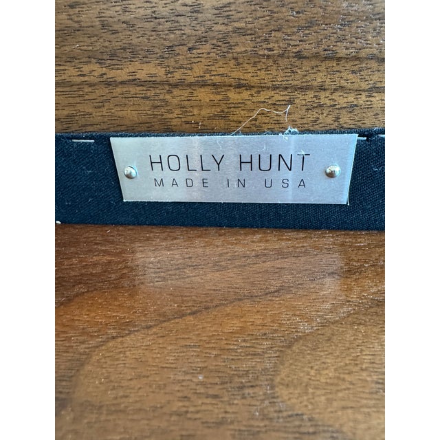 Custom Holly Hunt “Oasis” Cocktail Ottoman in Walnut & Black Hair on Hide Leather For Sale - Image 10 of 11