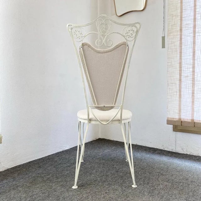 Chairs in Wrought Iron with Fabric Seats & Back, 1970s, Set of 4 For Sale - Image 6 of 7