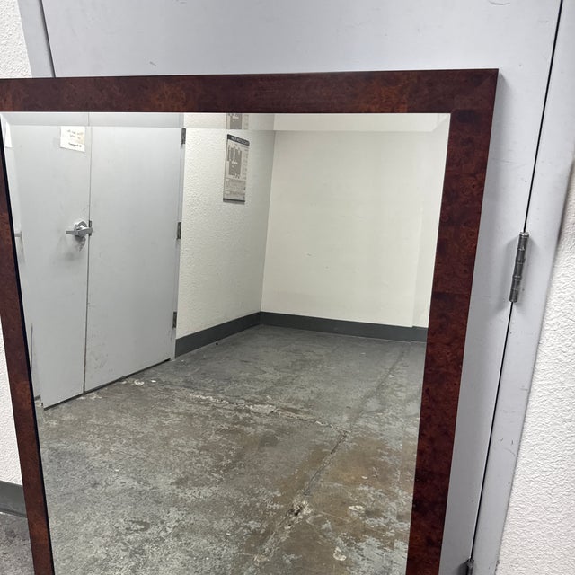 Burl Wood Rectangular Beveled Mirror For Sale - Image 10 of 13