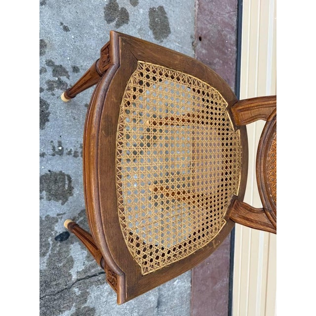 French Provincial Early 20th Century Set of 4 Vintage Louis XVI Style Cane Back & Seat Dining Chairs For Sale - Image 3 of 11
