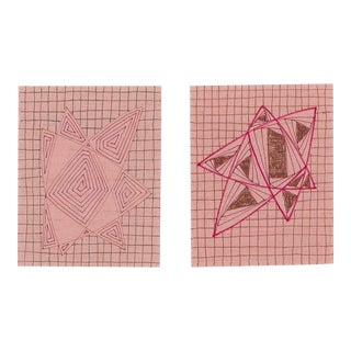 Pair of William Glen Davis Miniature Abstract Drawings For Sale