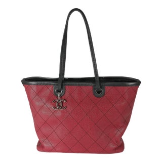 Burgundy Quilted Caviar Fever Tote For Sale