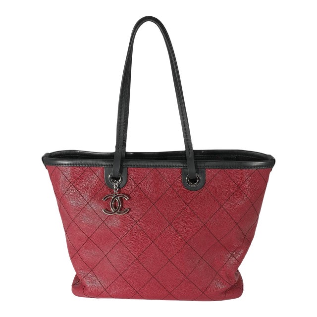 Burgundy Quilted Caviar Fever Tote For Sale