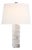 Chapman & Myers by Visual Comfort Signature Square Chunky Stacked Table Lamp in Alabaster with Linen Shade For Sale