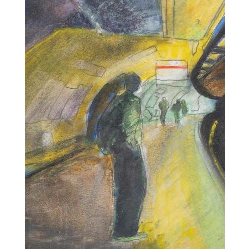 Modern Y. Jastoy, Feb. 99, Subway Platform, Drawing on Paper For Sale - Image 3 of 8