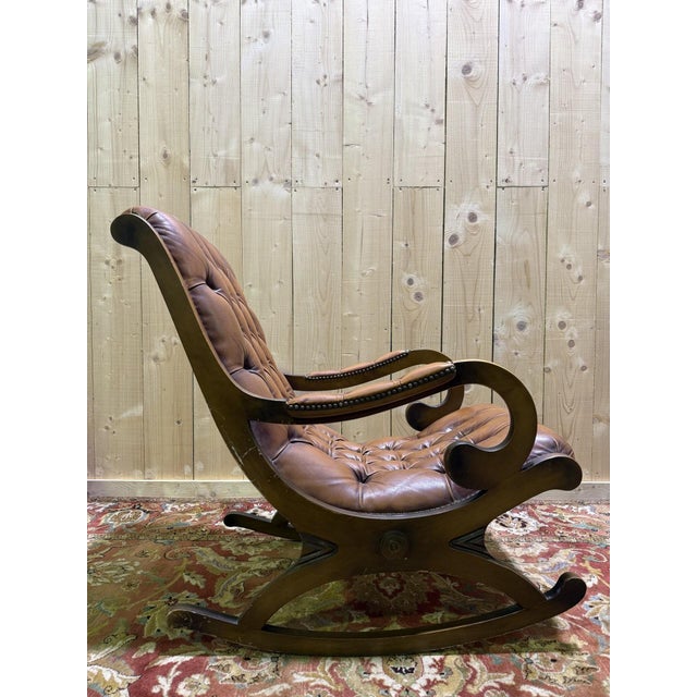 1960s Chesterfield Rocking Chair in Havana Leather, 1960s For Sale - Image 5 of 7