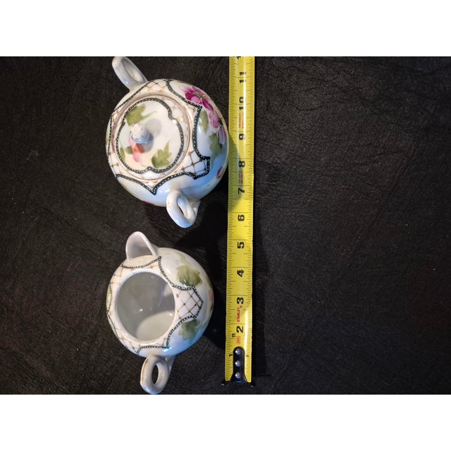 Vintage Japanese Te-Oh Style China Creamer and Sugar Set For Sale - Image 4 of 8